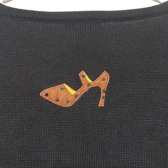 Morgan Cole Vintage Cardigan Black Embroidered- Sequins Size Medium NWT - Picture 3 of 13